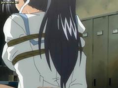 Busty Brunette Anime Is Tied Up And Abused By A Lot Of Cocks