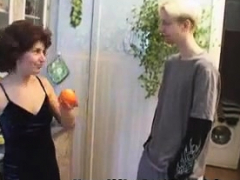 Horny Russian Aunt Fucks Young Dude Kitchen 14