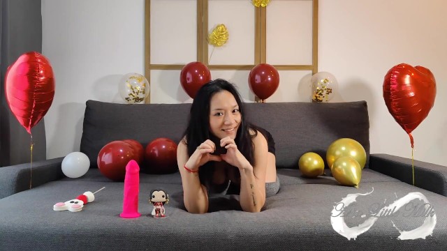 Valentines Day, Naughty Asian Plays with You, her Dildo and a Lollipop - Asialittlemilk