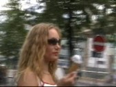 Hot blonde licking ice cream cone